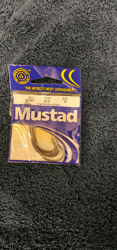 Mustad 34007-SS-6/0-5 Size 6/0 OShaunessy Hook  Steel 5CT - Image 1 of 1