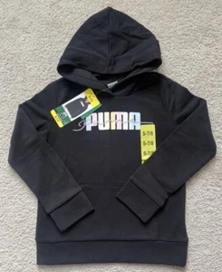 PUMA Youth Black French Terry Hoodie Long Sleeve size S7/8. New - Picture 1 of 3