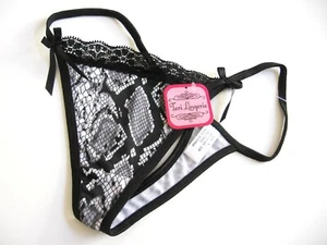 A0367 TERI Lingerie Snake Prints Sheer Mesh Silk Ribbons Lace Panel G-String NEW - Picture 1 of 7