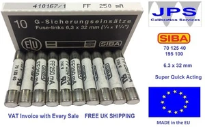 SIBA 7012540 250mA Fuse Very Quick Acting FF250mA type 195100 JPSF094 x 1/2/5/10 - Picture 1 of 8