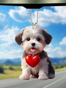 1pcs Heart Shaped Cute Dog Car Ornament Hanging Decoration - NEW - Picture 1 of 5