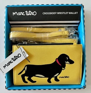 Dachshund Weiner Dog Crossbody Wristlet Wallet NEW Yellow Black Marc Tetro - Picture 1 of 4