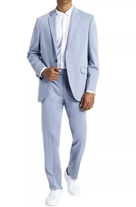 New Mens Kenneth Cole Reaction Slim Fit Light Blue Suit 40 Long Pants 33 W x 32 - Picture 1 of 10