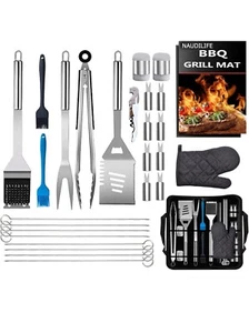 NAUDILIFE 28 Pieces BBQ Barbecue Tool Set, Grill Accessories Gift for Men with G - Picture 1 of 7