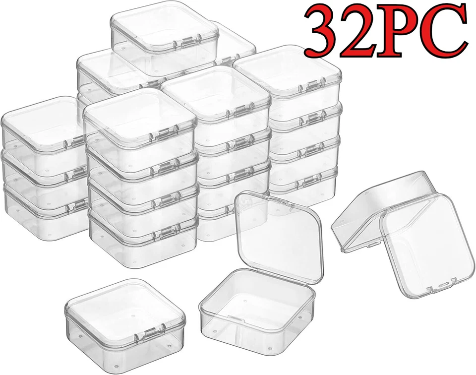 32x Small Plastic Storage Boxes Container Square Box Coins Screws Craft Jewelry - Image 1 of 4