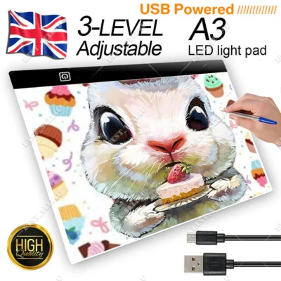A3 LED Drawing Tracing Board Light Box Tattoo Art Stencil UltraThin Lightbox Pad