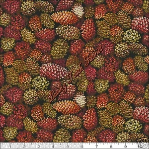 RJR / YUKO HASEGAWA "ROMANCE DE OTOÑO" #2303001 TELA DE CONOS DE PINO PRECIO @ 1/2 YD - Imagen 1 de 1