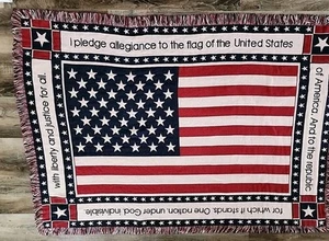 USA FlagThrow Blanket, Pledge of Allegiance, 48" x 68" Patriotic - Picture 1 of 11