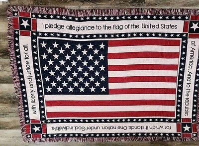 USA FlagThrow Blanket, Pledge of Allegiance, 48" x 68" Patriotic  - Image 1 of 4