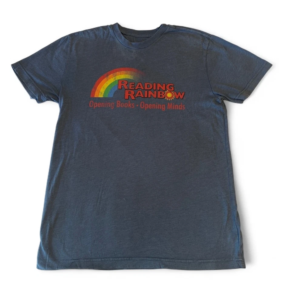 Rare Vintage Reading Rainbow Blue Graphic T-Shirt Opening Books Opening Minds M - Image 1 of 4
