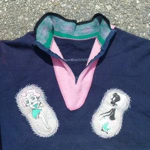 Insane Vintage Handmade Betty Boop Quarter-zip Sweater Aztec / Navajo Art - Picture 1 of 10