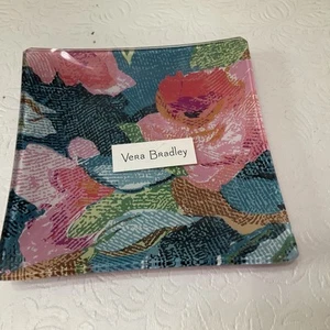 VERA BRADLEY TRINKET JEWELRY TRAY GLASS SUPERBLOOM 4.5 X 4.5 NWT - Picture 1 of 2