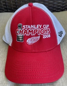 Stanley Cup Champions 2008 Detroit Red Wings NHL Stretchy Mesh Hat New Era M/L - Picture 1 of 8