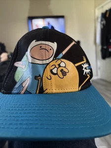 Cartoon Network Adventure Time Snap Back Cap Hat Youth Size Blue Black - Picture 1 of 10