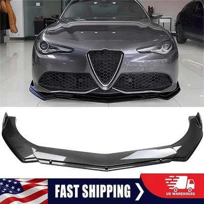 Parachoques delantero alerón labial divisor fibra de carbono para Alfa Romeo Giulia Universal Foto 1 de 4