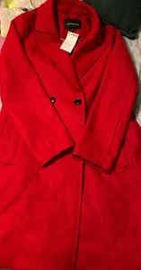 BCBG MAX AZRIA LIPSTICK RED WOOL BLEND DOUBLE BREASTED COAT - Picture 1 of 5