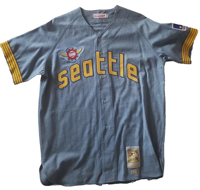 1969 Jim Bouton Seattle Pilots Baseball Jersey Mitchell & Ness Size 48 New - Image 1 of 4