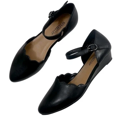 Zapato Seychelles Festoneado d'Orsay Correa de Tobillo Punta Punta Cuña Negro Talla 5.5 Foto 1 de 4