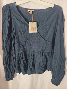Women's Long Sleeve Embroidered BlouseKnox Rose Teal Blue Size Small - Picture 1 of 5
