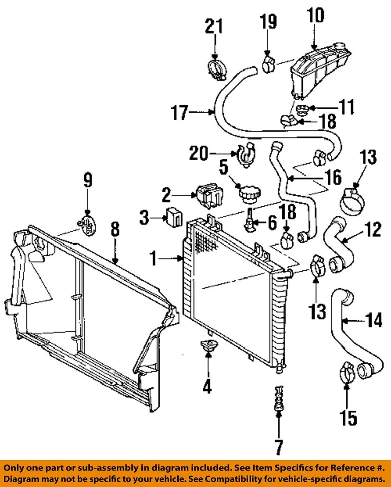 MERCEDES OEM 98-03 E320 3.2L-V6-Radiador Aislador Superior 2105040146 Foto 1 de 1