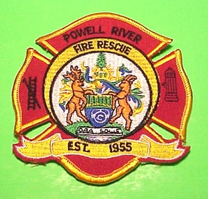 POWELL RIVER BRITISH COLUMBIA CANADÁ BOMBEROS/RESCATE 4" DEPARTAMENTO DE BOMBEROS PARCHE - Imagen 1 de 1