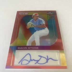 2022 Leaf Vivid Red XRC Gavin Stone /35 #BAGS1 - LA DODGERS Auto Off Sticker - Picture 1 of 8