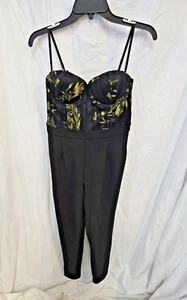 Fashion Nova Up For Grabs B740 Jumpsuit M NWT Black/Gold (J-ER) - Picture 1 of 8