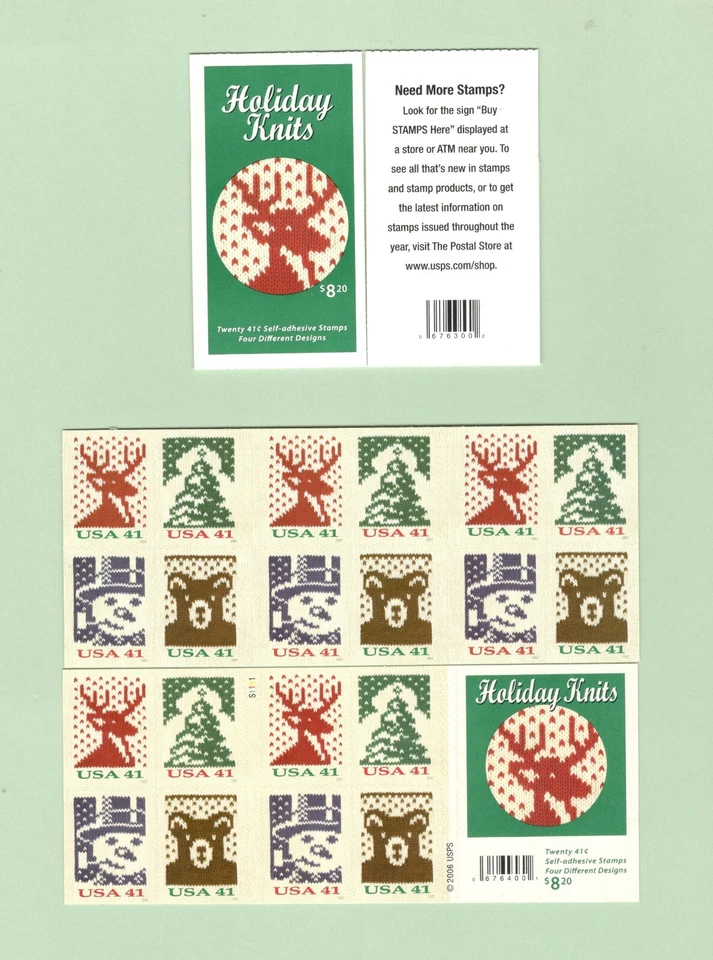 Sc # 4210d & BK305 ~ Booklets of 20 ~ 41 cent Holiday Knits Issues - Image 1 of 1