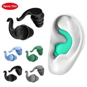 Reusable Silicone Ear Plugs Noise Cancelling Earplugs Protector Study Sleep Swim - Picture 1 of 11