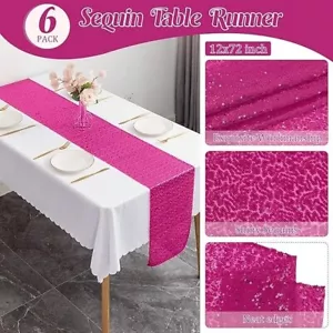 12"x72" / 12"x108" Glitz Sequin Table Runners Wedding Party Banquet Decorations - Picture 1 of 3