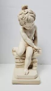 VTG 70's Cherub Angel Girl Child on Bench Alabaster A. Giannelli Ceramic Statue - Picture 1 of 7