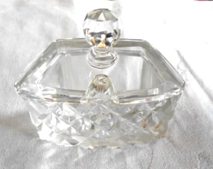 Lead Crystal Small Covered Trinket Box Diamond Pattern BEAUTIFUL, UNUSUAL!! - Picture 1 of 8