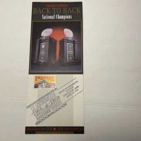 Nebraska Cornhuskers 1994 1995 National Championship Commemorative Postcard Cover