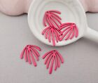 Magenta Pink Leaf Charms 22mm Painted Metal Alloy Charms (6 Pieces)