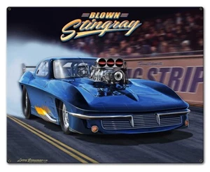 Letrero de metal Corvette Stingray Drag Racing Gasser 63 de Larry Grossman - Imagen 1 de 2