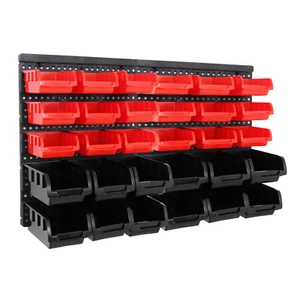 32tlg Stapelboxen Wandregal Set Werkstatt Lager Schraubenbox Werkstattregal Box - Picture 1 of 4