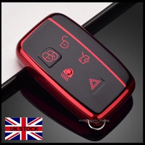 Chrome Red Key Cover For Jaguar XE XF XFR XJ XJL F-PACE F-TYPE Case Fob Car t45r - Picture 1 of 6
