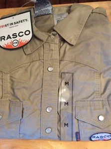 FR Snap Khaki Womens  Flame Resistant Rasco Work Shirt NWT - Picture 1 of 1