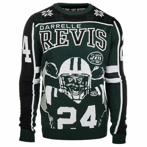 KLEW NFL Men's New York Jets Darrelle Revis #24 Ugly Sweater Cover