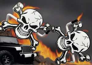 Par de calaveras y huesos cruzados de estriberas, tu elección de color base - Imagen 1 de 7