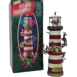 Holiday Lighthouse Mr Christmas rotierender Weihnachtsmannschlitten Vintage 1996 Box A/C Adapt - Bild 1 von 11