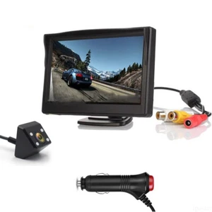 Wired 5" Monitor Windscreen Suction Car Backup Camera Rear View Night Vision HD - Picture 1 of 22
