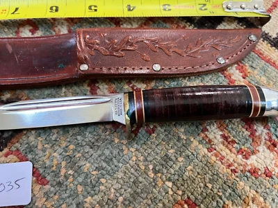 CUCHILLO DE HOJA FIJA WESTERN L48ABG VINTAGE 8" CON FUNDA DE CUERO (26035) Foto 1 de 4