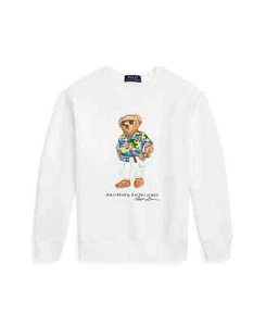 NWT Polo Ralph Lauren Boy's Polo Bear Fleece Sweatshirt White Size 8 - Picture 1 of 2