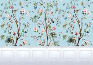 Dolls House Wallpaper Mural 1/12th scale Blue & White Quality Paper #24B - Picture 1 of 1