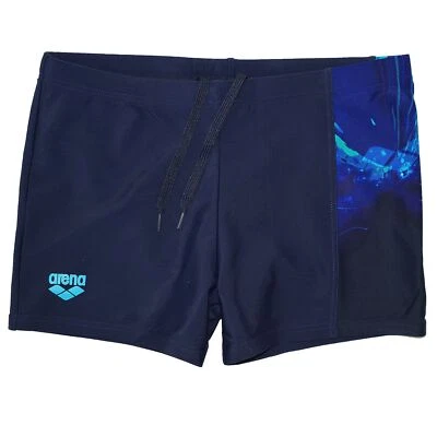 Arena Herren Boxer Badehose Schwimmhose Waterfeel® Bade Shots Navy Türkis - Bild 1 von 4