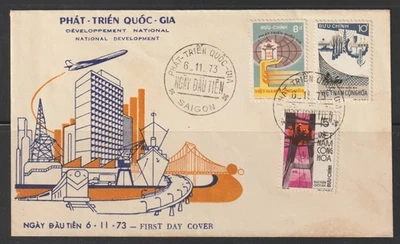 1973 South Vietnam FDC Symbols of Agriculture Scott # 457-459 - Image 1 of 2