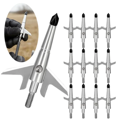 Punta de flecha de caza expandible de 2 hojas anchas de tiro con arco de 100 granos de 12 piezas de diámetro Foto 1 de 4