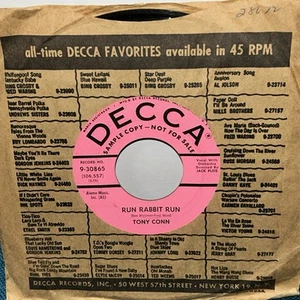 VG+ TONY CONN - Run Rabbit Run 45 Decca Promo Rockabilly 1959 Rock & Roll 7" - Picture 1 of 3