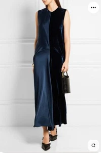 Navy Graziella satin & velvet maxi dress Stella McCartney Size Uk 4 - Picture 1 of 13